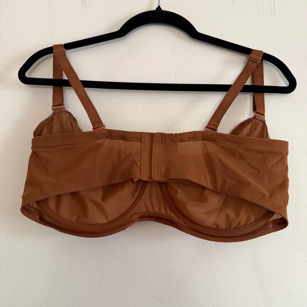 SKIMS | Brown Mesh Unlined Balconette Underwire Bra |  40DDDD - Picture 3 of 4